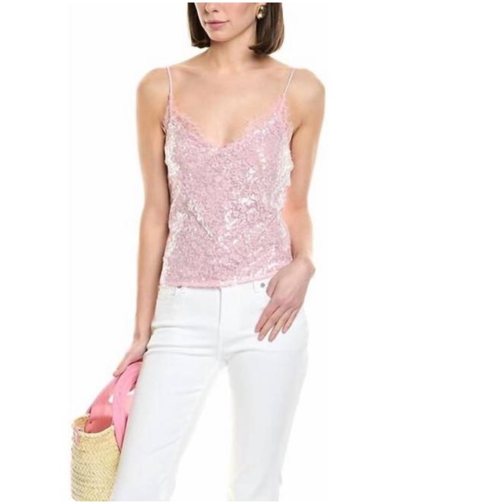 NWT STAUD Kezia Cherry Blossom Sequin Lace Top